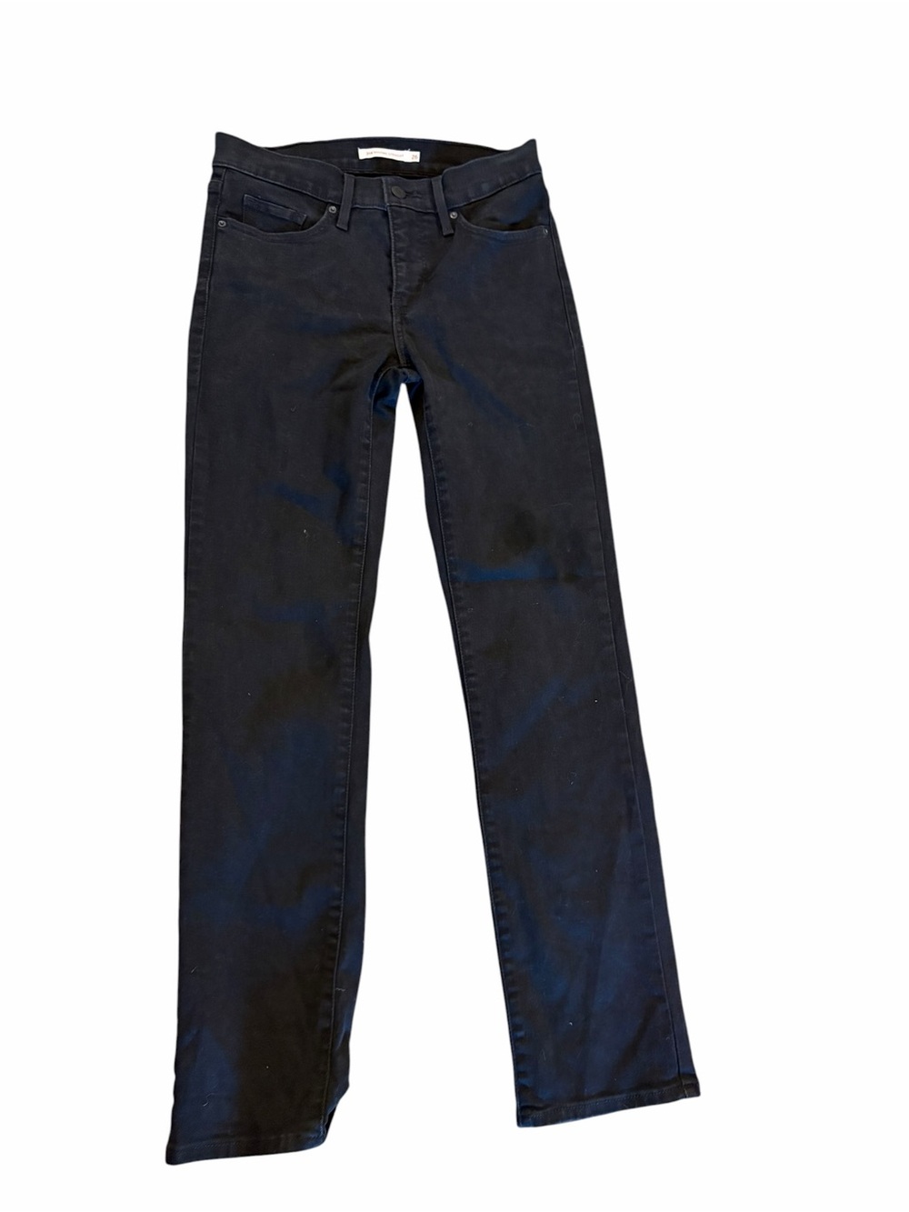 LEVIS Washed Black 314 Shaping Straight Jeans Size 25 Stretch Denim Mid- Rise - Picture 2 of 8